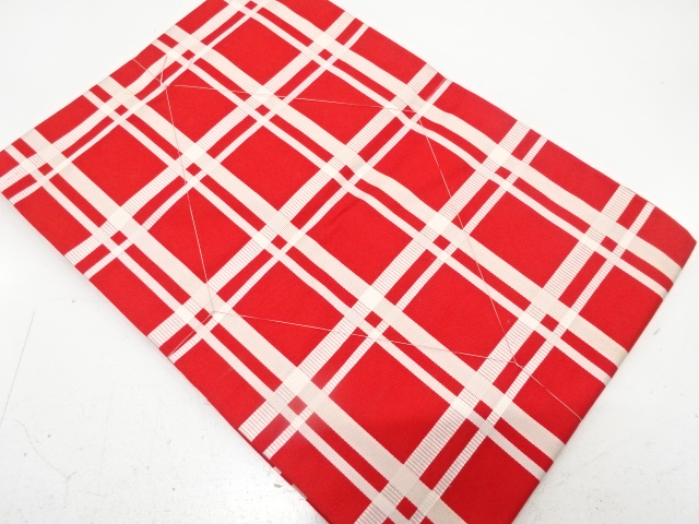 JAPANESE KIMONO / ANTIQUE NAGOYA OBI / SILK / WOVEN ABSTRACT GRID